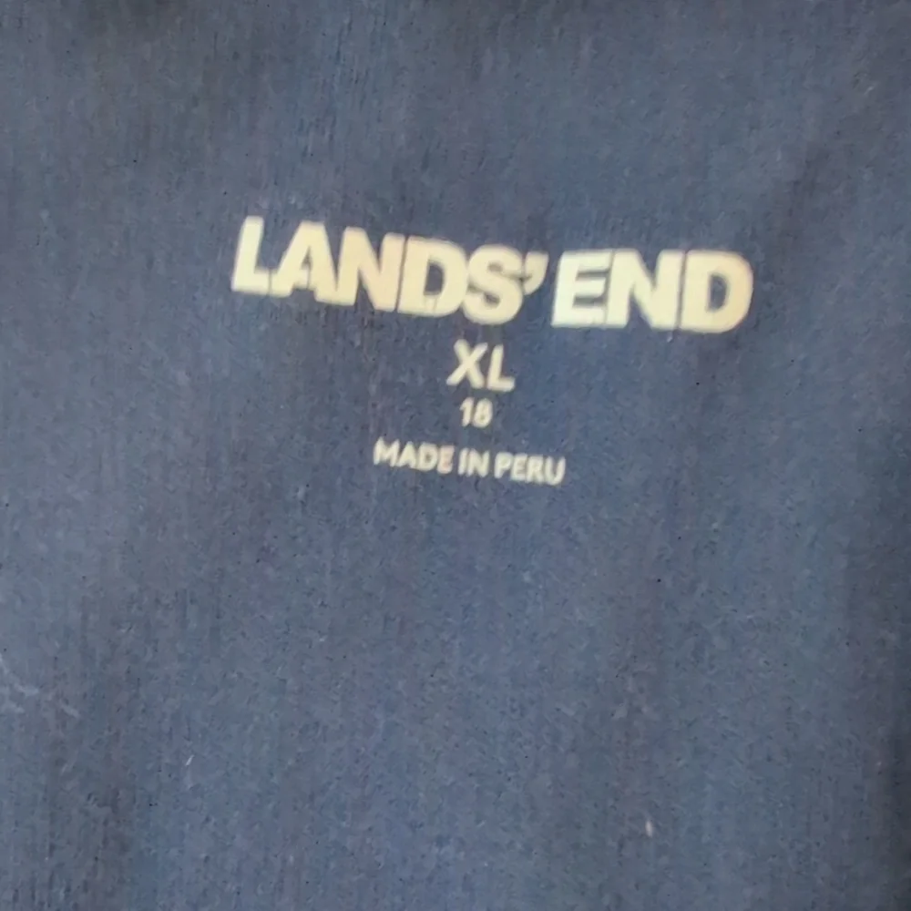 Lands' End Navy Long Women's Robe with Tie Waist - Picture 2 of 5